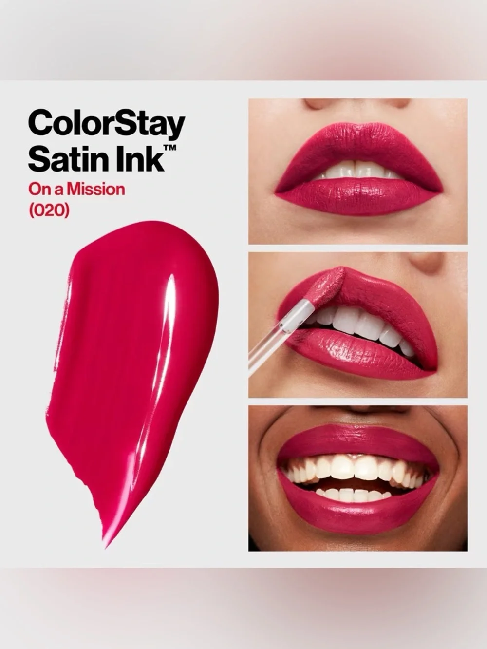 Vibrant hot Pink Liquid Lipstick - High-Shine Gloss - on a mission color stay